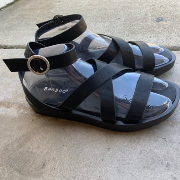 Black Buckled Strappy Sandals - Picture 4 of 5